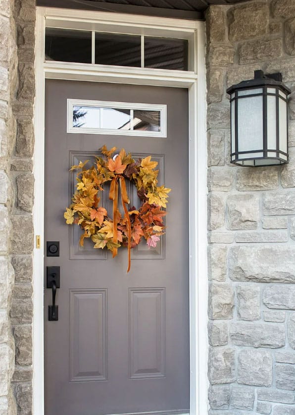 diy classic wreath made with faux leaves