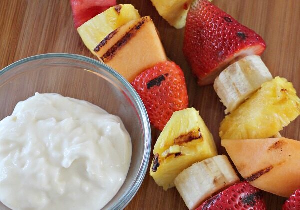 Grilled Fruit Kabobs with Coconut Honey Dip