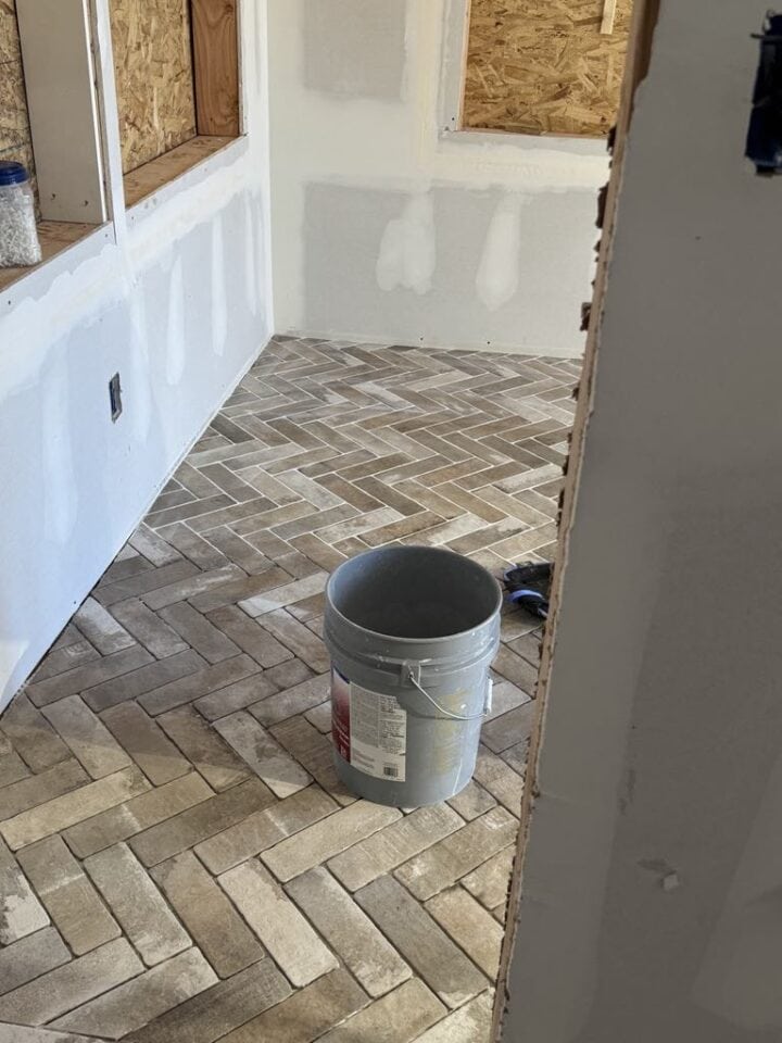 grouting brick tile floors