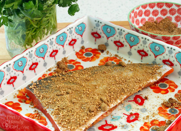 pat-spices-on-skin Spice-Rubbed Salmon Recipe | Pretty Handy Girl
