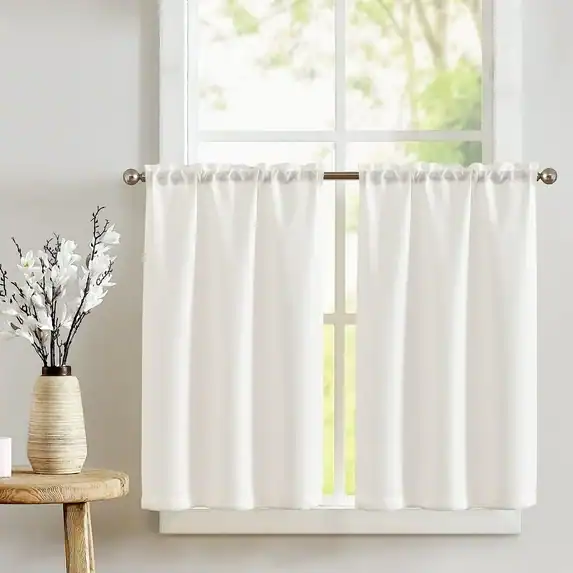 simple cafe curtains in white