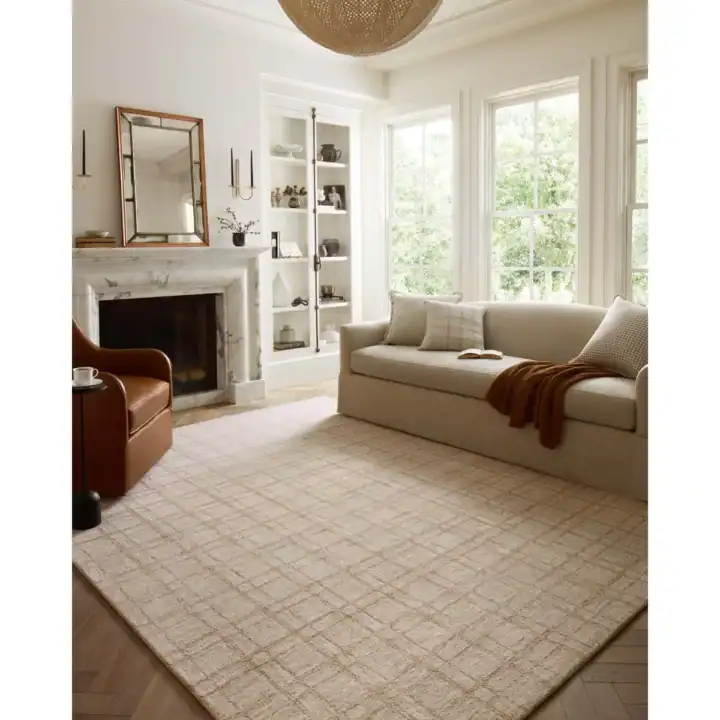 neutral area rug for living room with texture and pattern